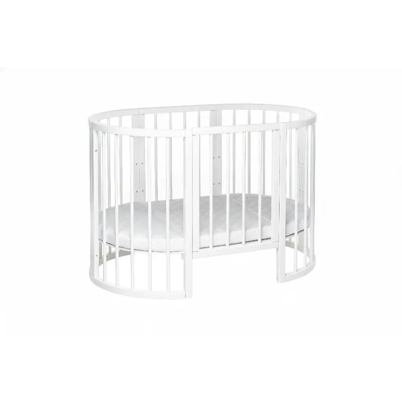 KOTTO OLIN Babybett Buche Oval mit Matratze – Weiss – Ansicht 6