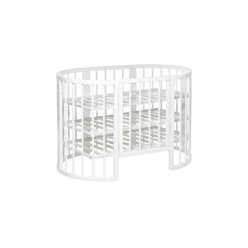 KOTTO OLIN Babybett Buche Oval mit Matratze – Weiss – Ansicht 7