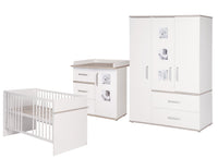 Kindermöbelset 'Moritz', 3-teilig, mit Kinderbett 70 x 140 cm, Wickelkommode & Schrank, weiß