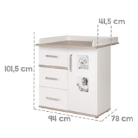 Kindermöbelset 'Moritz', 3-teilig, mit Kinderbett 70 x 140 cm, Wickelkommode & Schrank, weiß