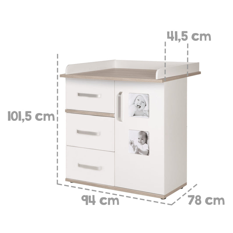 Kindermöbelset 'Moritz', 3-teilig, mit Kinderbett 70 x 140 cm, Wickelkommode & Schrank, weiß