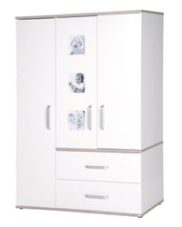Kindermöbelset 'Moritz', 3-teilig, mit Kinderbett 70 x 140 cm, Wickelkommode & Schrank, weiß
