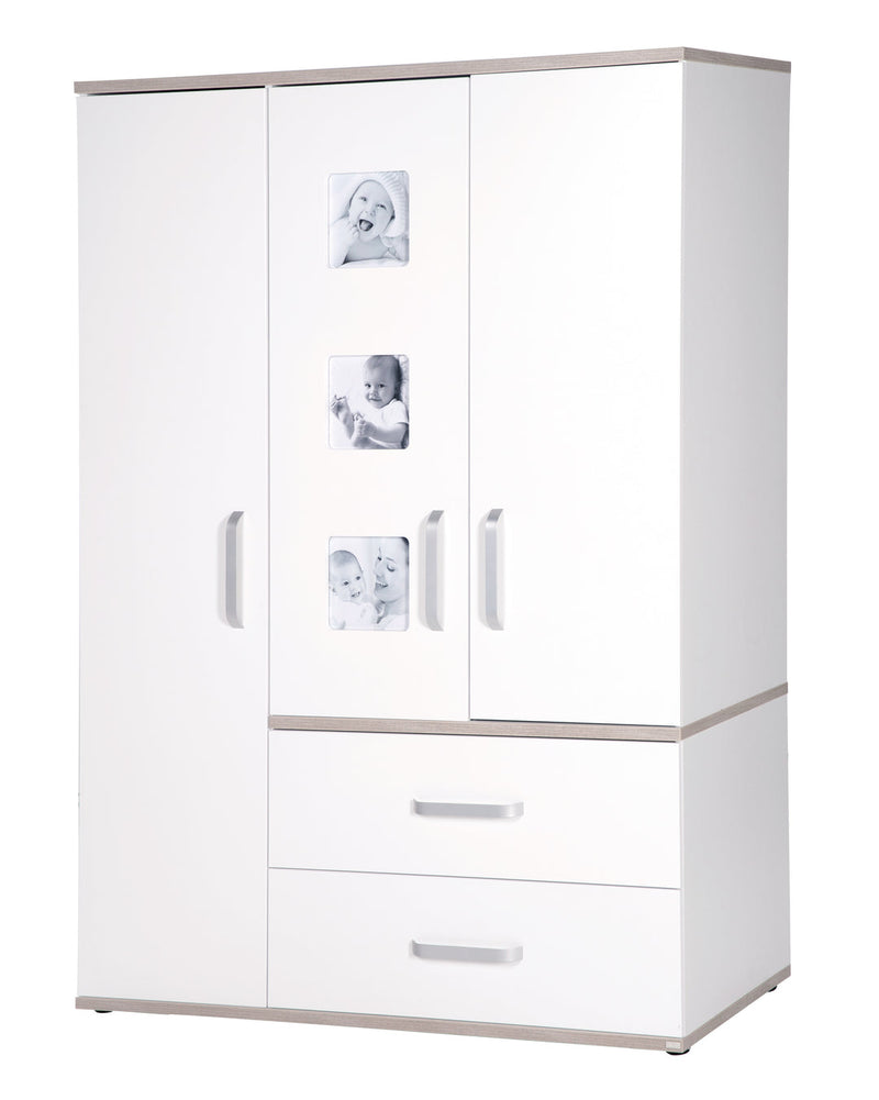 Kindermöbelset 'Moritz', 3-teilig, mit Kinderbett 70 x 140 cm, Wickelkommode & Schrank, weiß
