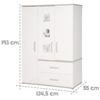 Kindermöbelset 'Moritz', 3-teilig, mit Kinderbett 70 x 140 cm, Wickelkommode & Schrank, weiß