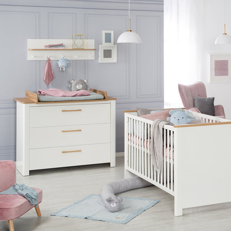 Kinderzimmerset 'Ava' 3-teilig, inkl. Kinderbett 70x140 cm, Wickelkommode & Schrank 3-türig
