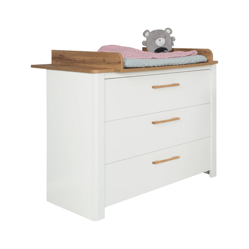 Kinderzimmerset 'Ava' 3-teilig, inkl. Kinderbett 70x140 cm, Wickelkommode & Schrank 3-türig