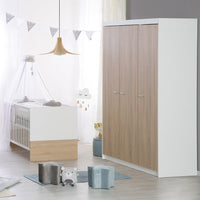 Kinderzimmerset 'Gabriella' 3-teilig - Bett 70x140 + Wickelkommode schmal + Kleiderschrank 3-türig