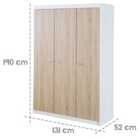 Kinderzimmerset 'Gabriella' 3-teilig - Bett 70x140 + Wickelkommode schmal + Kleiderschrank 3-türig
