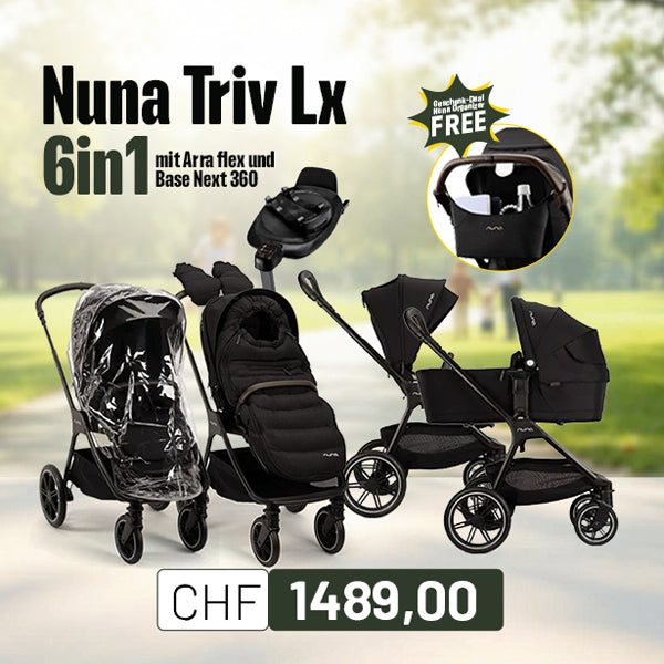 Nuna Triv Lx 6in1 mit Arra flex und Base Next 360