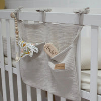 Distric4Kids Babybett Organizer | Musselin Baumwolle OEKO-TEX Aufbewahrung