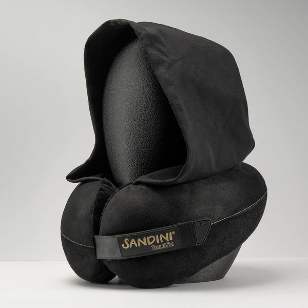 SANDINI TravelFix® Hoodie - Premium - Reisekissen mit integrierter Kapuze und Transporttasche