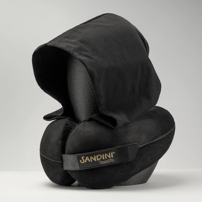 SANDINI TravelFix® Hoodie - Premium - Reisekissen mit integrierter Kapuze und Transporttasche