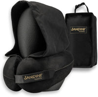 SANDINI TravelFix® Hoodie - Premium - Reisekissen mit integrierter Kapuze und Transporttasche