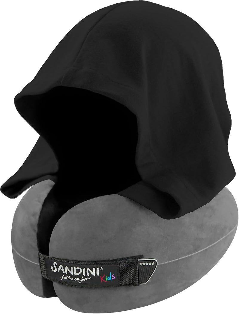 SANDINI TravelFix® Junior Hoodie - Reisekissen mit integrierter Kapuze und Transporttasche (ab 3 Jahren)