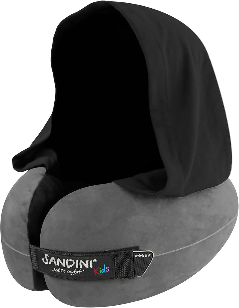 SANDINI TravelFix® Junior Hoodie - Reisekissen mit integrierter Kapuze und Transporttasche (ab 3 Jahren)