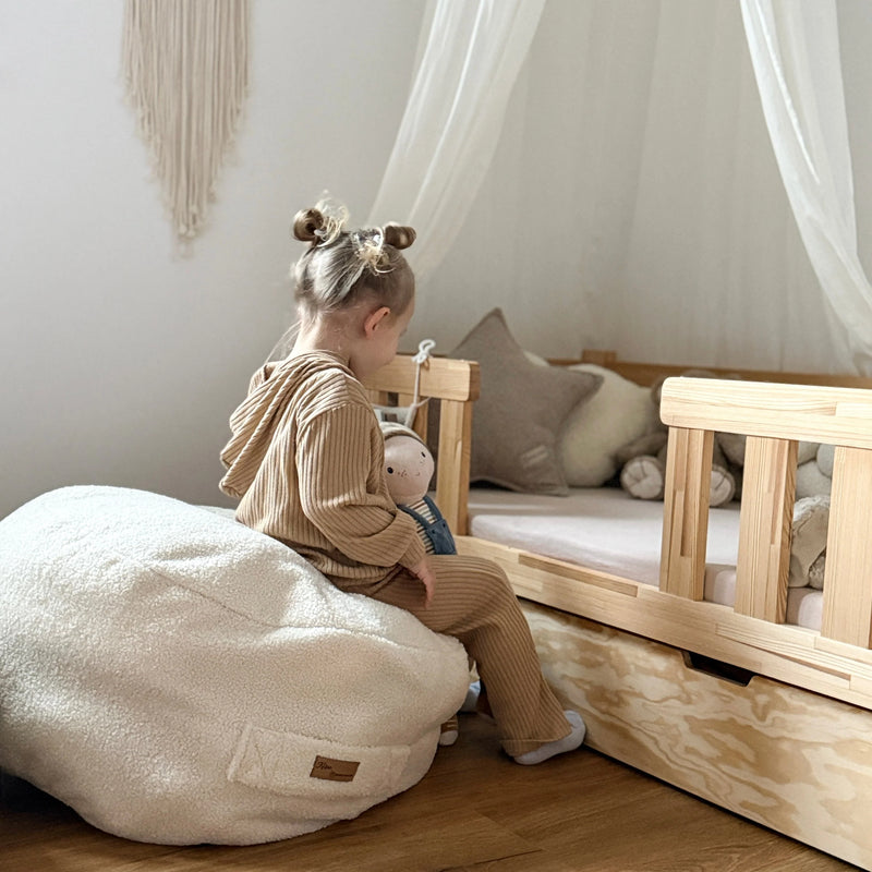 Distric4Kids Eddy Bouclé | Teddy Sitzsack Stauraum Polyester 60x30 cm