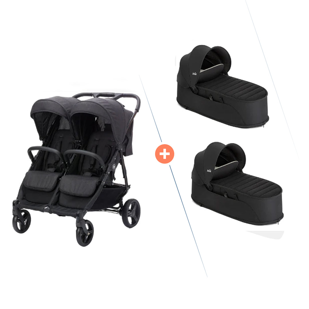 Zwillingsbuggy plus zwei Joie Softwanne (grau melange) | Babyworld