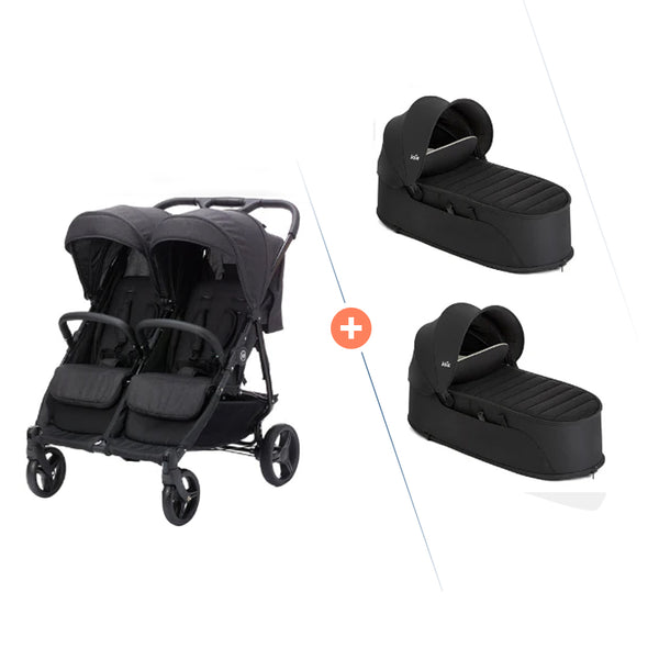 Zwillingsbuggy plus zwei Joie Softwanne (grau melange)