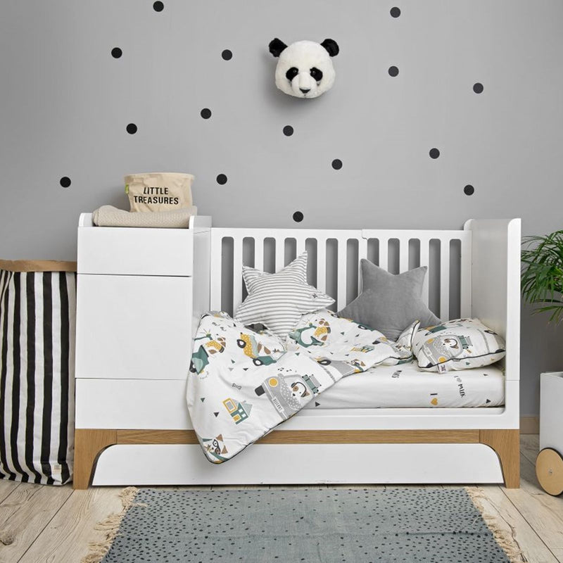 UP Kinderbett Weiss mit Schublade und Matratze 70 x 120 cm