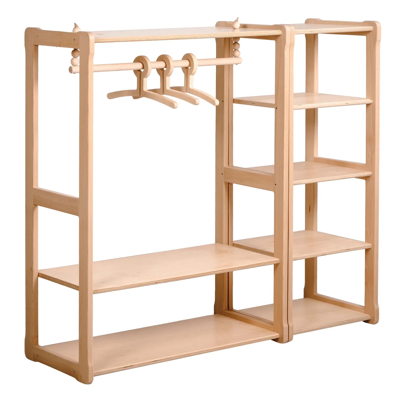 WOOD & LUCK Kinderkleiderständer mit Maxi-Regal (Naturholz)