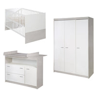Kinderzimmer Möbelset „Julia“ 3-teilig mit umbaubarem Kinderbett 70x140 cm, Wickelkommode und 3-türigem Kleiderschrank