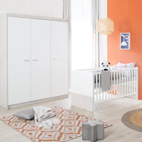Kinderzimmer Möbelset „Julia“ 3-teilig mit umbaubarem Kinderbett 70x140 cm, Wickelkommode und 3-türigem Kleiderschrank