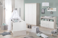 Kinderzimmer Möbelset „Julia“ 3-teilig mit umbaubarem Kinderbett 70x140 cm, Wickelkommode und 3-türigem Kleiderschrank