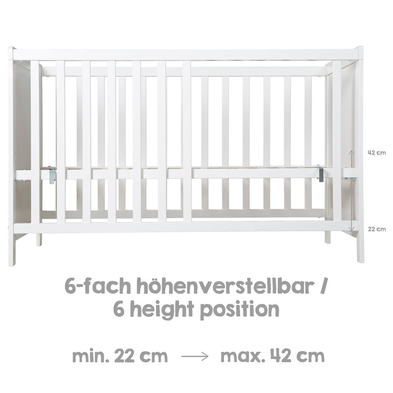 Zimmerset inkl. Wickelkommode 'Hamburg' & Beistellbett 60 x 120 cm inkl. Lattenrost