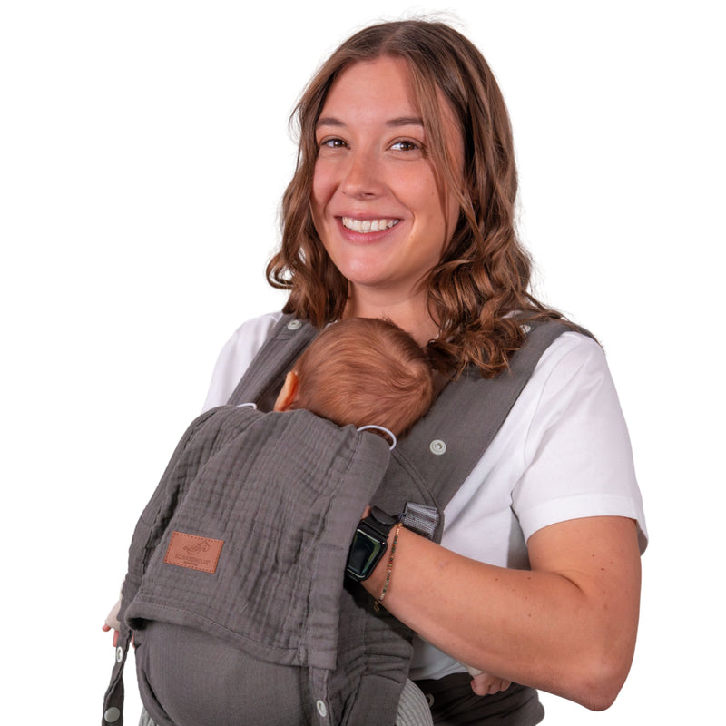 Aurora Silvergrey Musselin Babytrage Halfbuckle