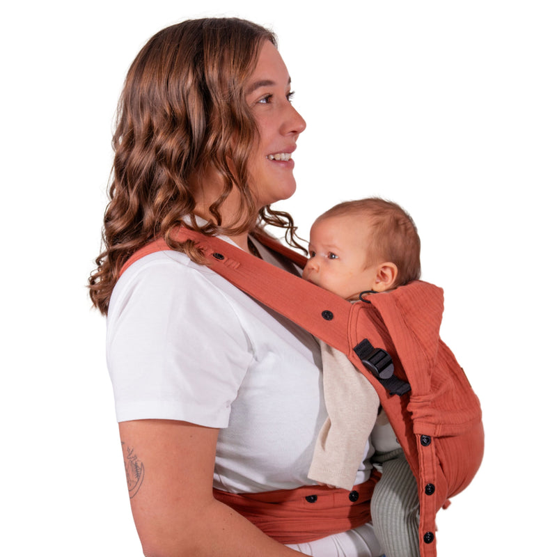 Aurora Terracotta Musselin Babytrage Halfbuckle