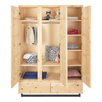 Schardt Zirbenholz Kleiderschrank 3 Türen, 2 Schubladen