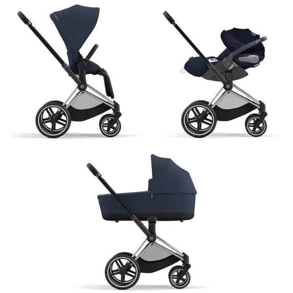 Cybex Priam Set 3-in-1 mit Cloud Z2 Babyschale(Nautical Blue)(Gestell Chrome Black)