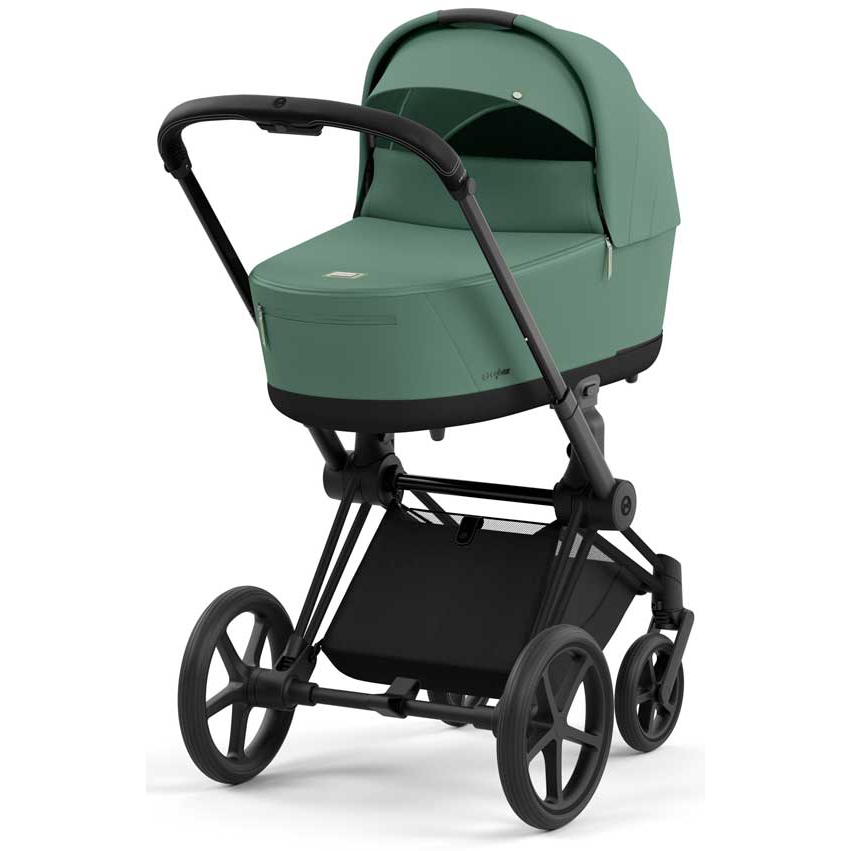 Cybex Priam Set 4-in-1 mit Cloud T i-Size  Plus Babyschale (Matt Schwarz - Leaf Green)