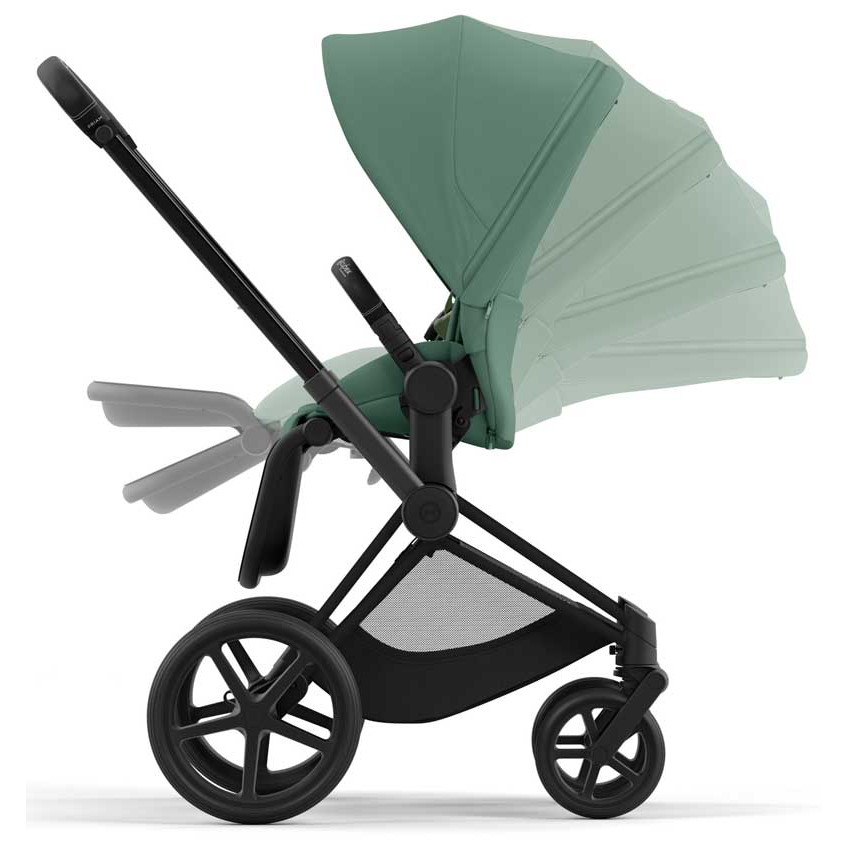 Cybex Priam Set 4-in-1 mit Cloud T i-Size  Plus Babyschale (Matt Schwarz - Leaf Green)