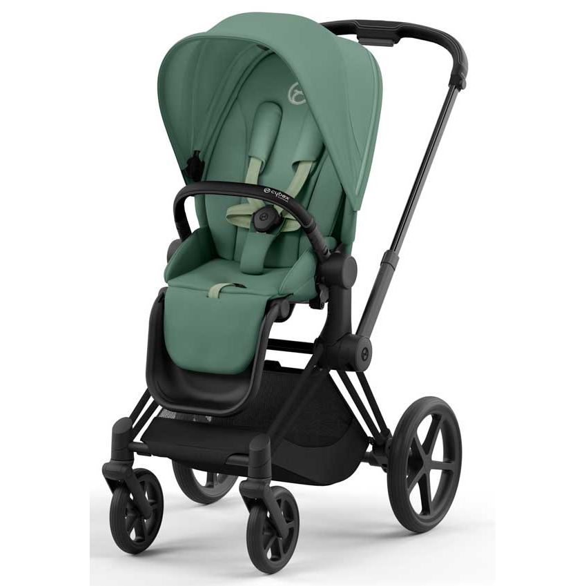 Cybex Priam Set 4-in-1 mit Cloud T i-Size  Plus Babyschale (Matt Schwarz - Leaf Green)