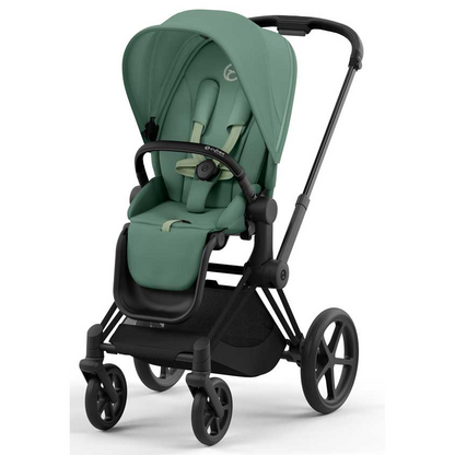 Cybex Priam Set 4-in-1 mit Cloud T i-Size  Plus Babyschale (Matt Schwarz - Leaf Green)