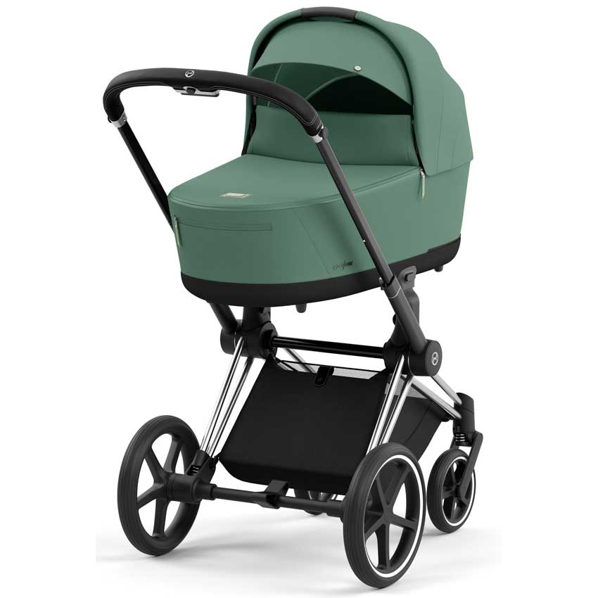 Cybex Priam Set 4-in-1 mit Cloud T i-Size  Plus Babyschale (Chrome mit Schwarz - Leaf Green)