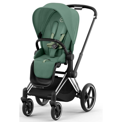 Cybex Priam Set 4-in-1 mit Cloud T i-Size  Plus Babyschale (Chrome mit Schwarz - Leaf Green)