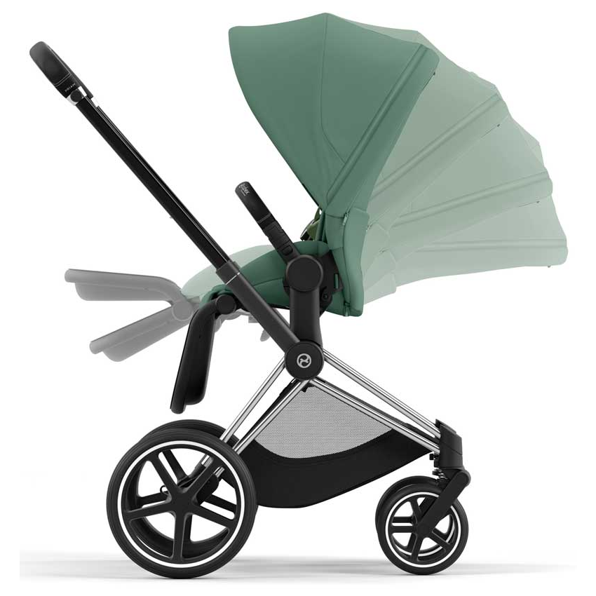 Cybex Priam Set 4-in-1 mit Cloud T i-Size  Plus Babyschale (Chrome mit Schwarz - Leaf Green)