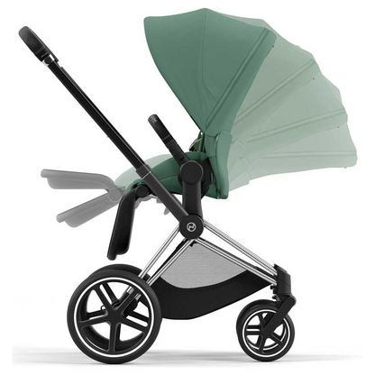 Cybex Priam Set 4-in-1 mit Cloud T i-Size  Plus Babyschale (Chrome mit Schwarz - Leaf Green)