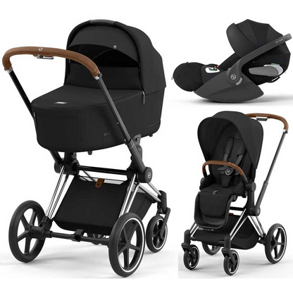 Cybex Priam Set 4-in-1 mit Cloud T i-Size  Plus Babyschale (Chrome mit Brown - Sepia Black)