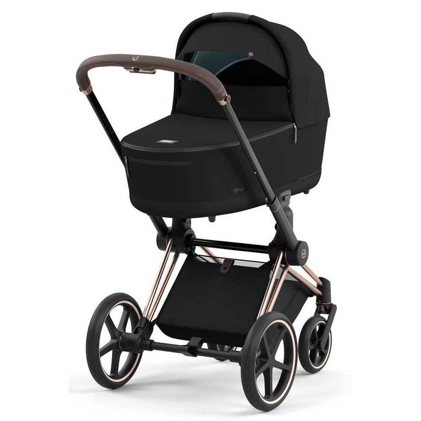 Cybex Priam Set 3-in-1 mit Cloud Z2 Babyschale(Deep Black, Gestell Rosegold)