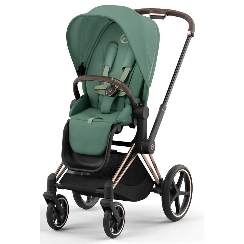 Cybex Priam Set 4-in-1 mit Cloud T i-Size  Plus Babyschale (Rosegold - Leaf Green)