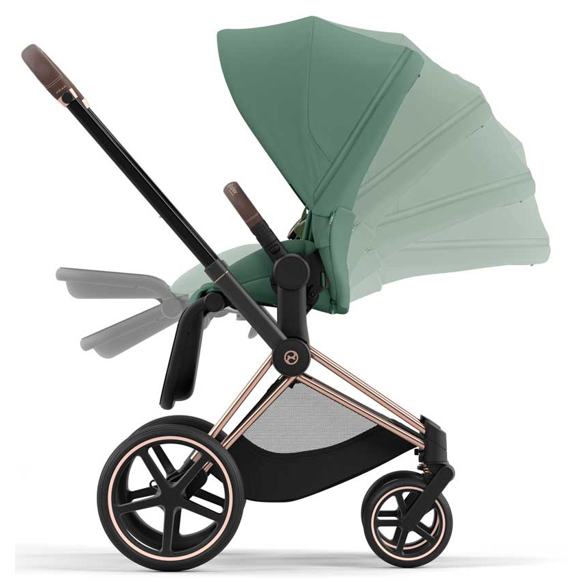 Cybex Priam Set 4-in-1 mit Cloud T i-Size  Plus Babyschale (Rosegold - Leaf Green)