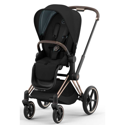 Cybex Priam Set 3-in-1 mit Cloud Z2 Babyschale(Deep Black, Gestell Rosegold)