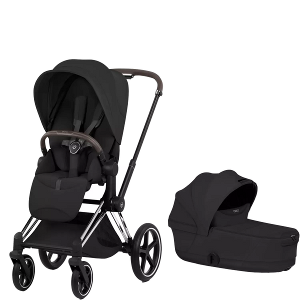Cybex Priam 5 Style Kombikinderwagen 2in1 Set | Chrome Brown Gestell mit faltbarer Babywanne