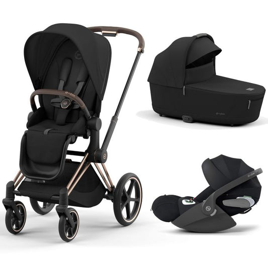 Cybex Trio Priam 4 mit Lux Carry Cot Babywanne und  Cloud G i-Size (Rosegold / Black)