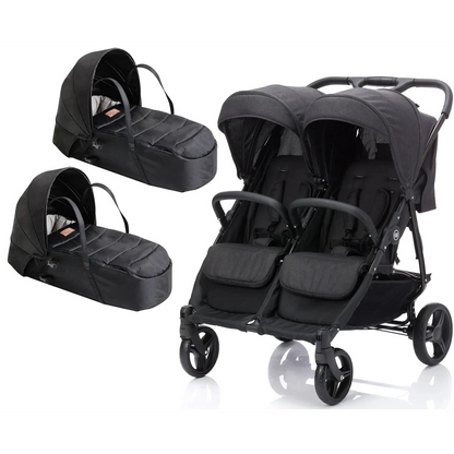 Zwillingsbuggy plus zwei Cocoon Softwanne (grau melange)