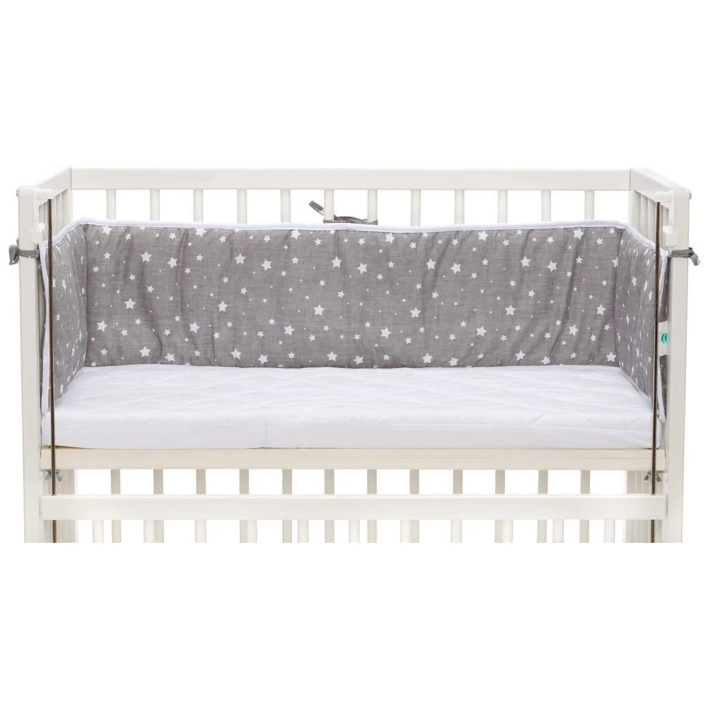 Fillikid Beistellbett Cocon weiss inkl. Bettwäsche-Set (Sterne grau)