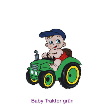 Geburtsfigur Baby auf grünem Traktor